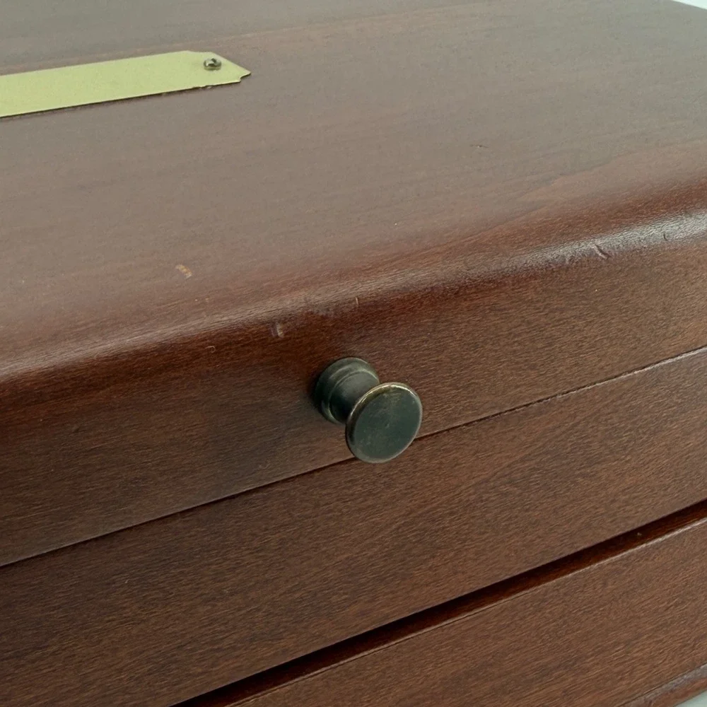 Eureka Mfg Co Flatware Chest Brown Solid Wood Reed Barton 623 Drawer